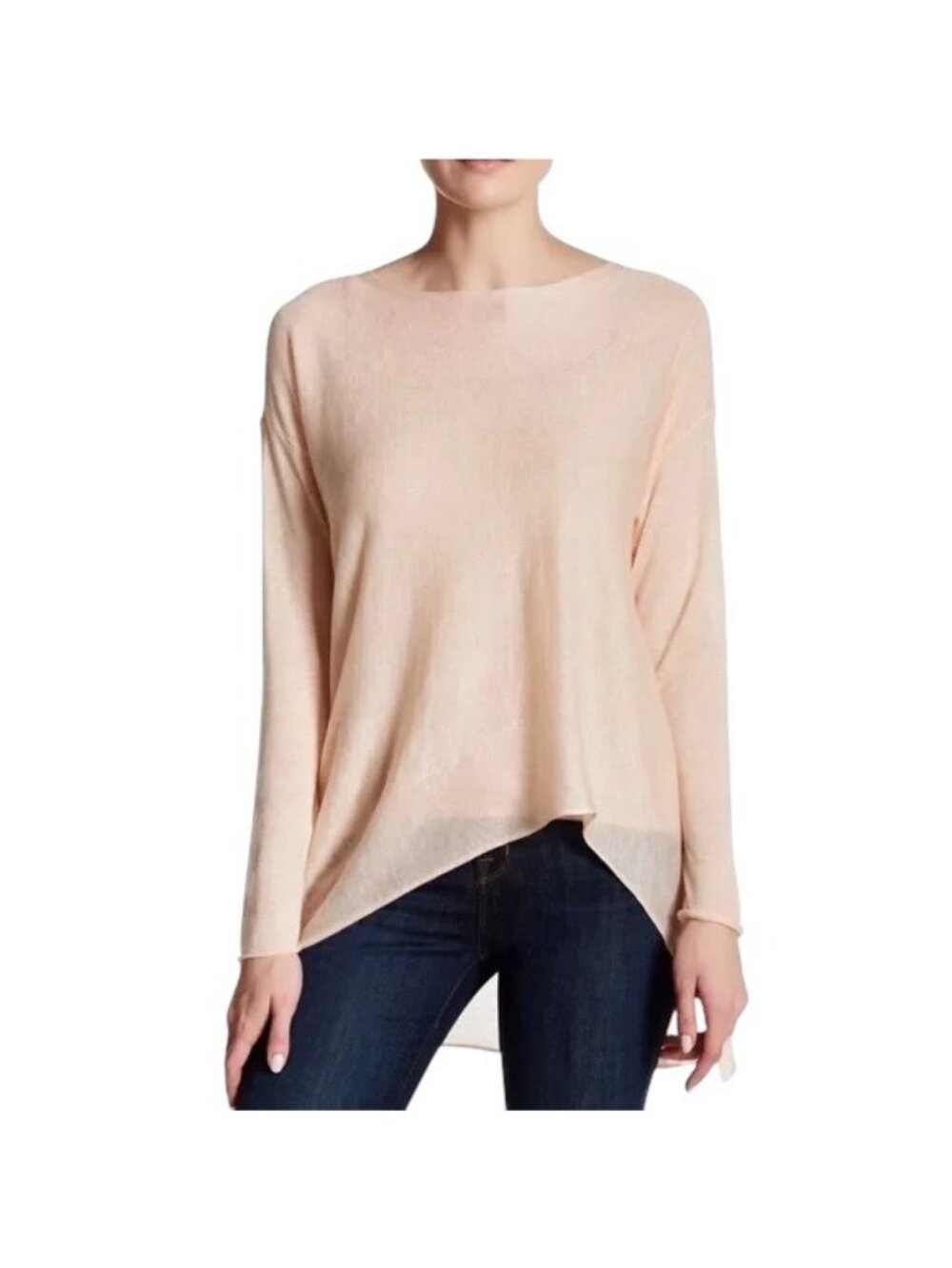 Eileen Fisher Lightweight Merino Wool Swing Sweater Cream Size M Coastal Beach